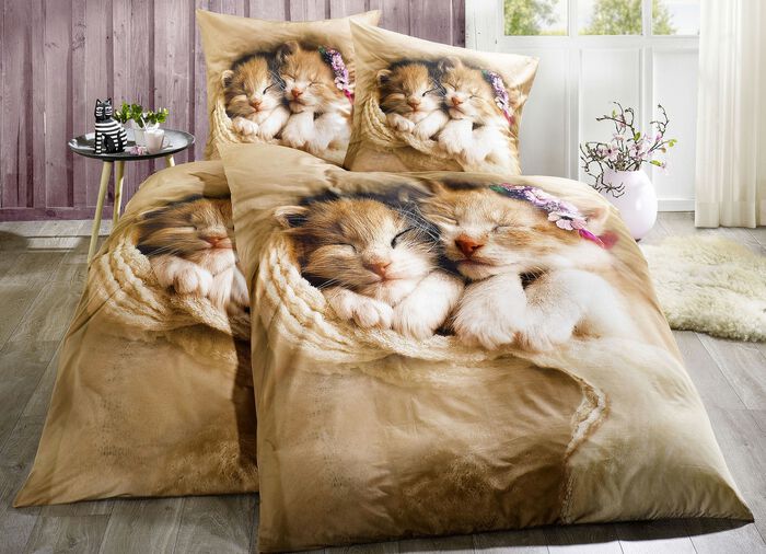 «Dobnig» Bettwäsche mit Katzenkindern 