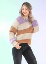 Pullover in Perlfang CREME-CAMEL-FLIEDER