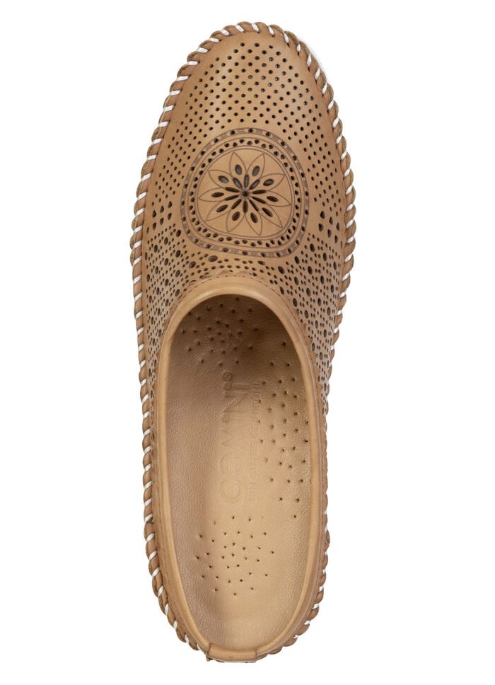 Gemini, sommerlicher Damen-Sabot, Weite G, mit herausnehmbarem Fussbett COGNAC