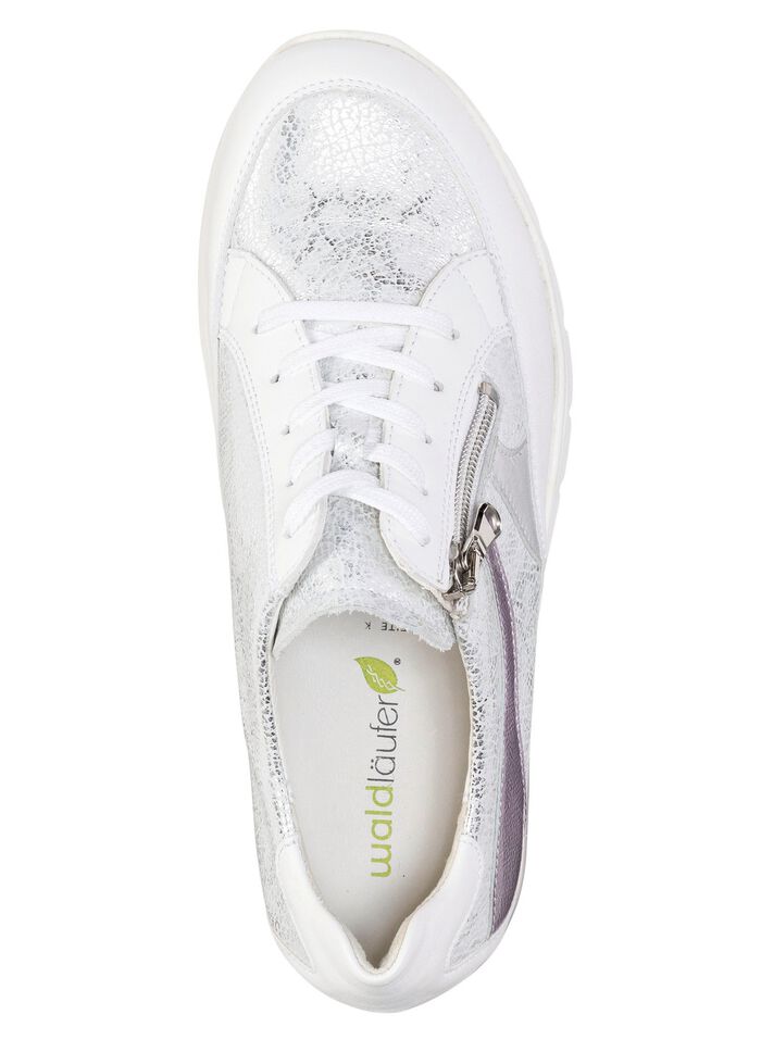 Waldl&auml;ufer Schn&uuml;r-Sneaker mit Metallic-Pr&auml;gung WEISS-EISGRAU-FLIEDER