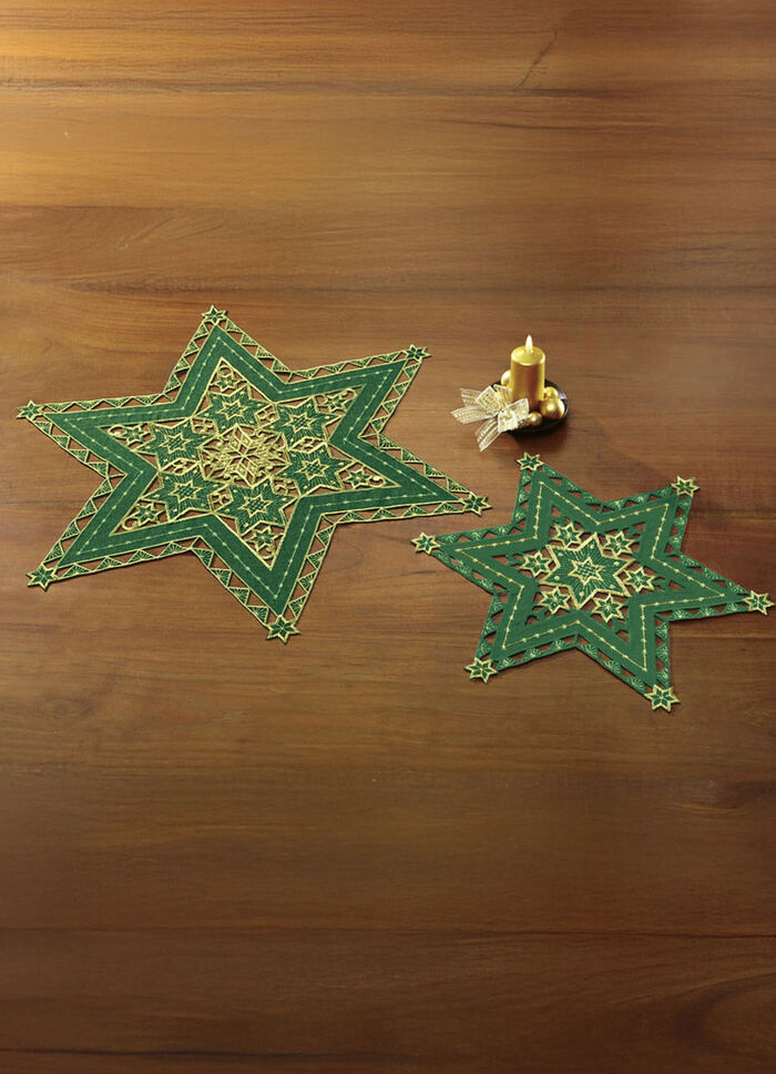 Wunderhübsch bestickte Tischdekoration GRÜN