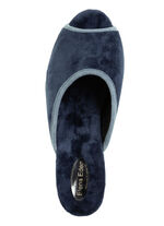 ELENA EDEN Samt-Pantolette mit Kontrast-Einfassung BLAU
