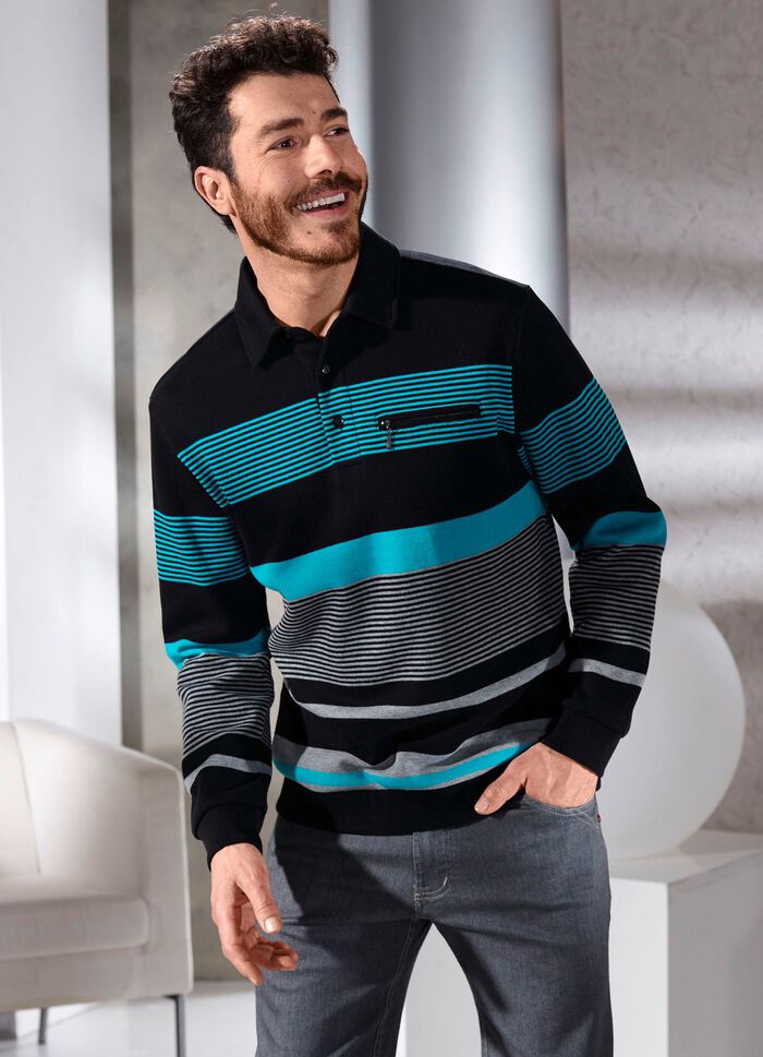 Poloshirt mit kurzer Knopfleiste 