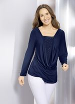 Shirt-Tunika mit tiefem Wasserfallkragen MARINE