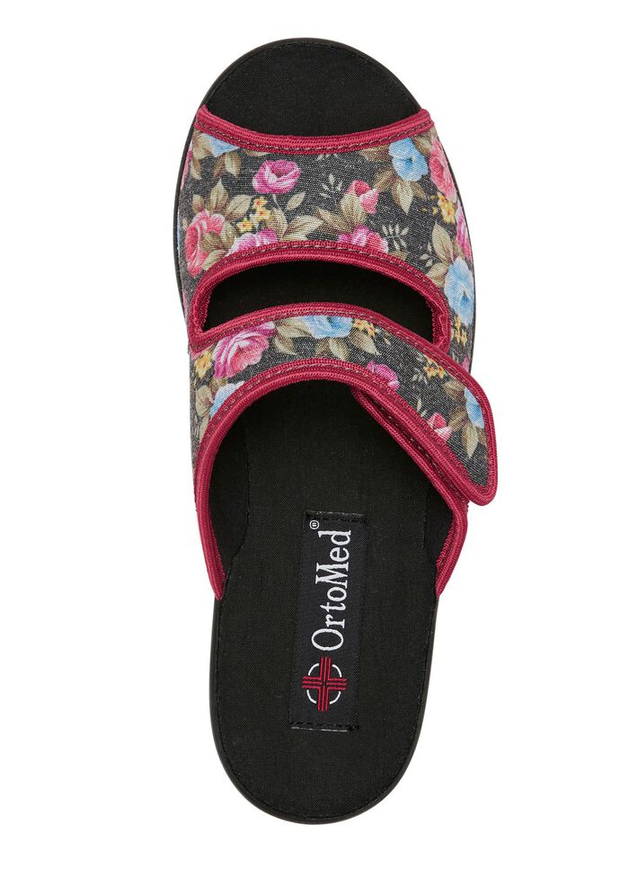 Zweierpack, klassische Damen-Hausschuhe, Weite H, mit Klettverschluss 1X BLAU, 1X ROT