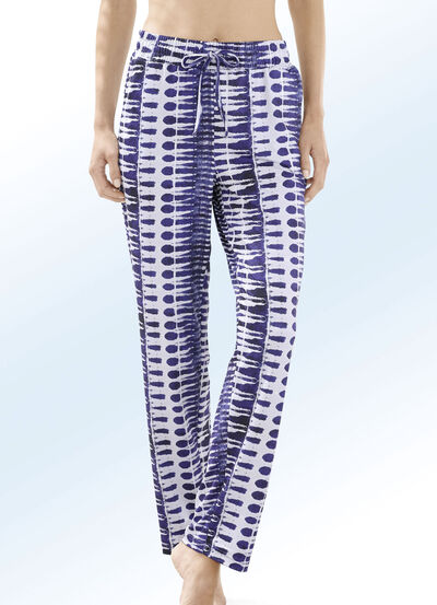 Hose mit blau-weißem Druckdessin 