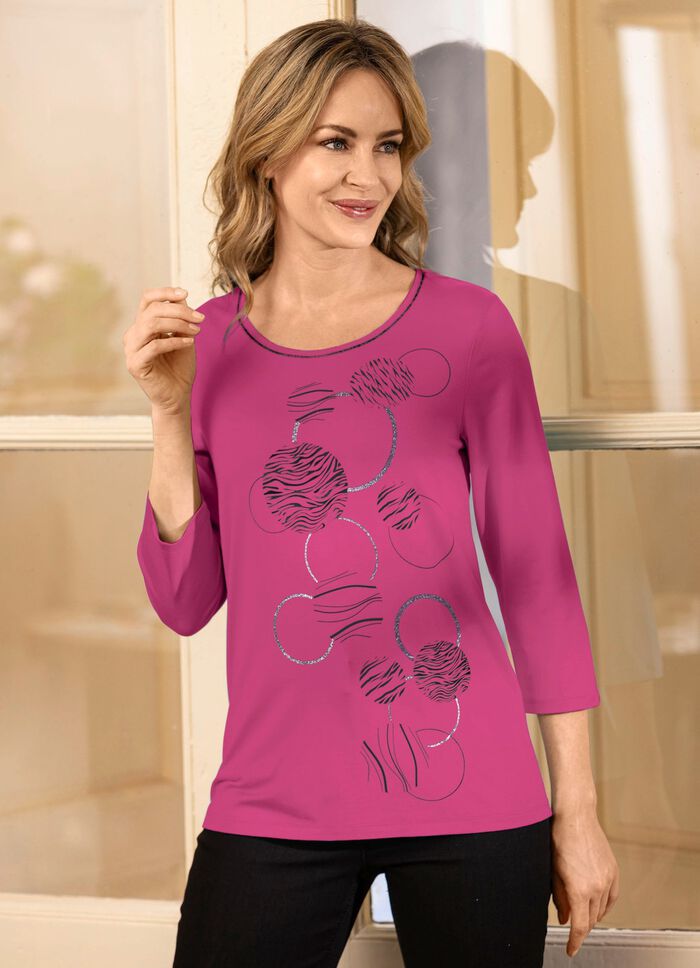 Shirt mit effektvollem Druck in 3 Farben BEERE