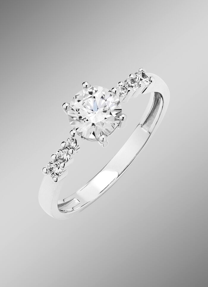 Hochgl&auml;nzender Damenring mit synth. Zirkonia 