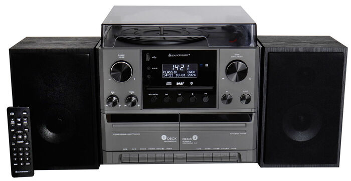 Nostalgie-Stereoanlage mit Fernbedienung SCHWARZ