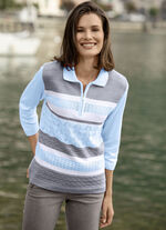 Pullover mit dezentem Glanz BLEU-GRAU-WEISS