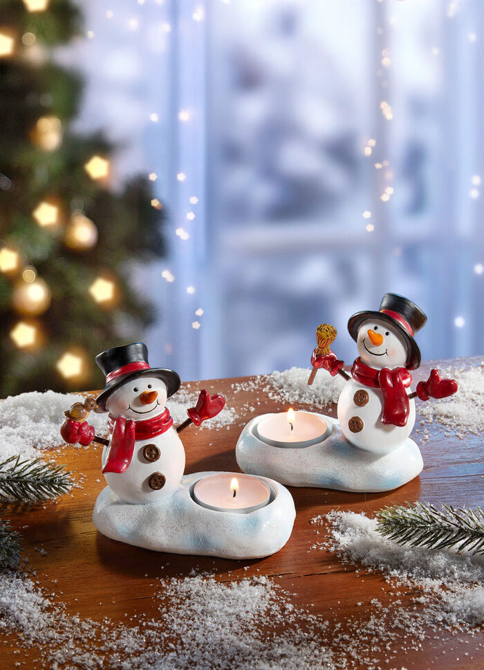 Teelichthalter Schneemann, 2er-Set 
