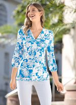 Shirt mit 3/4-langen Ärmeln in 2 Farben HELLBLAU-ECRU