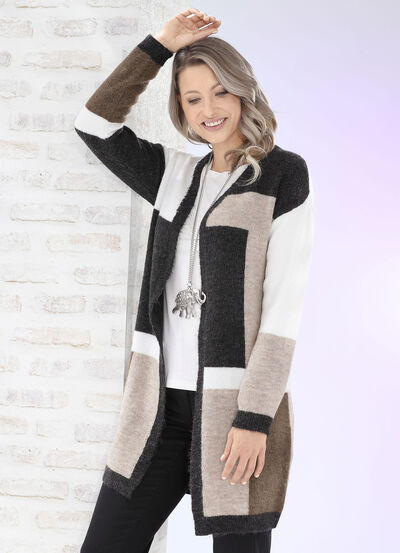 Long-Strickjacke in flauschig weicher Qualität 