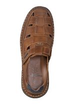 Slipper mit luftigen Durchbr&uuml;chen MARONE-BLAU