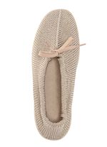Slipper aus elastischem Strickmaterial mit Schn&uuml;rung GOLDBEIGE