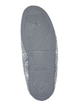 Klett-Hausschuhe mit wollweißer Stickerei HELLGRAU