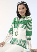 Pullover mit Ajourmuster ECRU-GRÜN