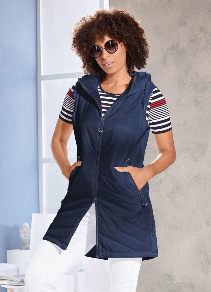 Longweste mit fester Kapuze DUNKELBLAU