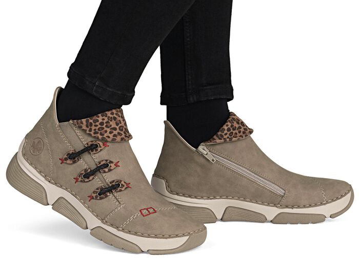 Rieker, trendige Damen-Boots, Winterschuhe, mit Rei&szlig;verschluss TAUPE-BRAUN