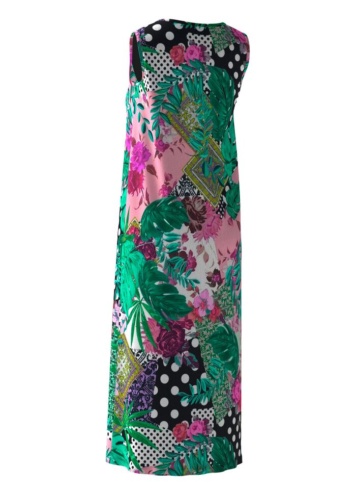 Kleid mit farbbrillantem Druckdessin, &auml;rmellos 