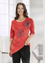 Longshirt mit silberfarbener Flatlock-Naht in 2 Farben ORANGE