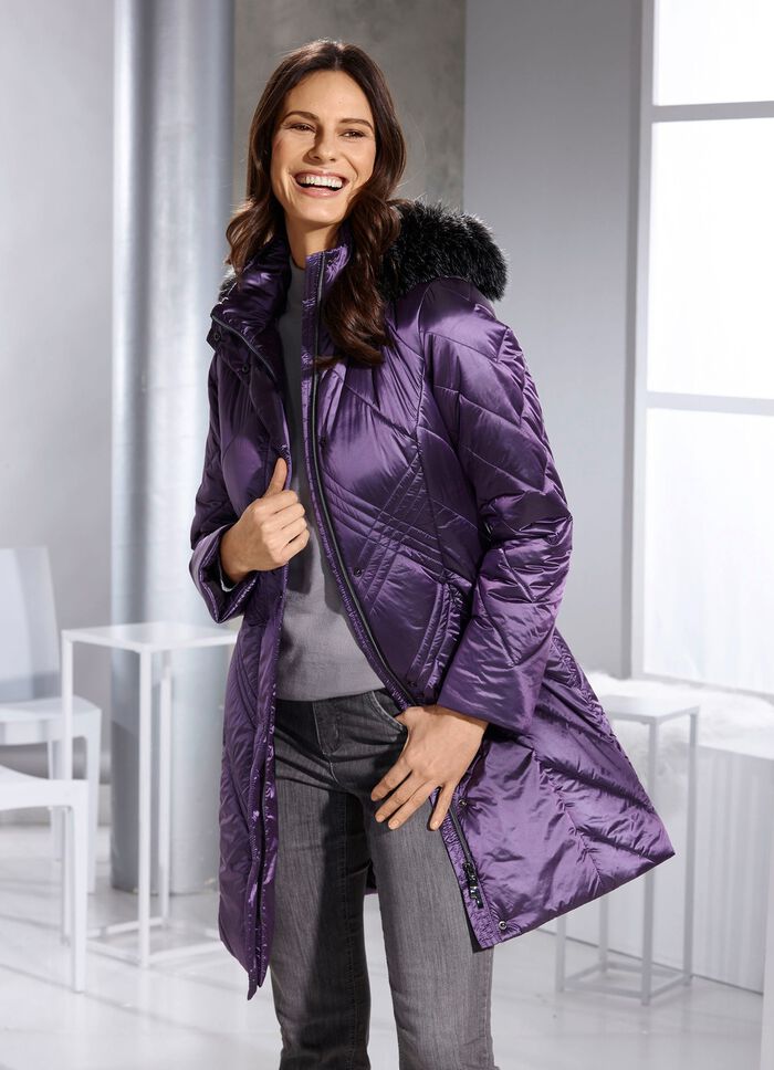 Longjacke mit abnehmbarer Kapuze VIOLETT