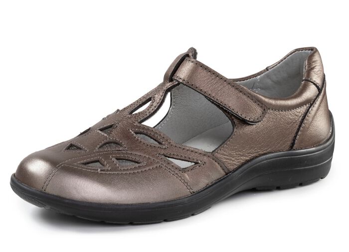ELENA EDEN, sommerliche Damen-Slipper, Weite H, mit herausnehmbarem Fu&szlig;bett BRONZE