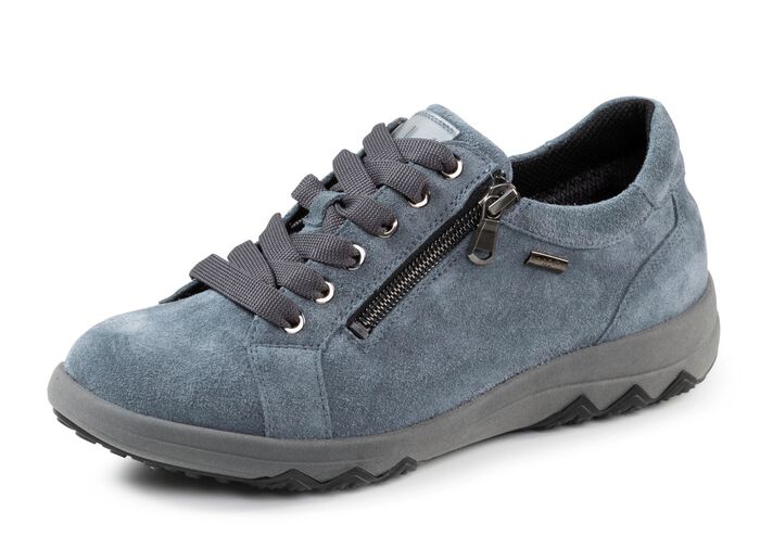 Waldl&auml;ufer Schn&uuml;rschuh aus weichem Veloursleder JEANSBLAU