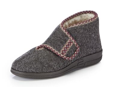 Warme Damen-Hausschuhe, Weite H, mit Klettverschluss 