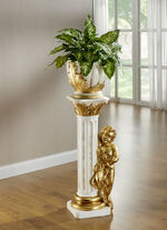 Handbemalte Säule mit Übertopf CREME-GOLD