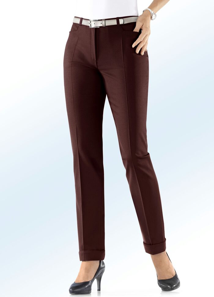 Hose mit trendigen Aufschlägen AUBERGINE