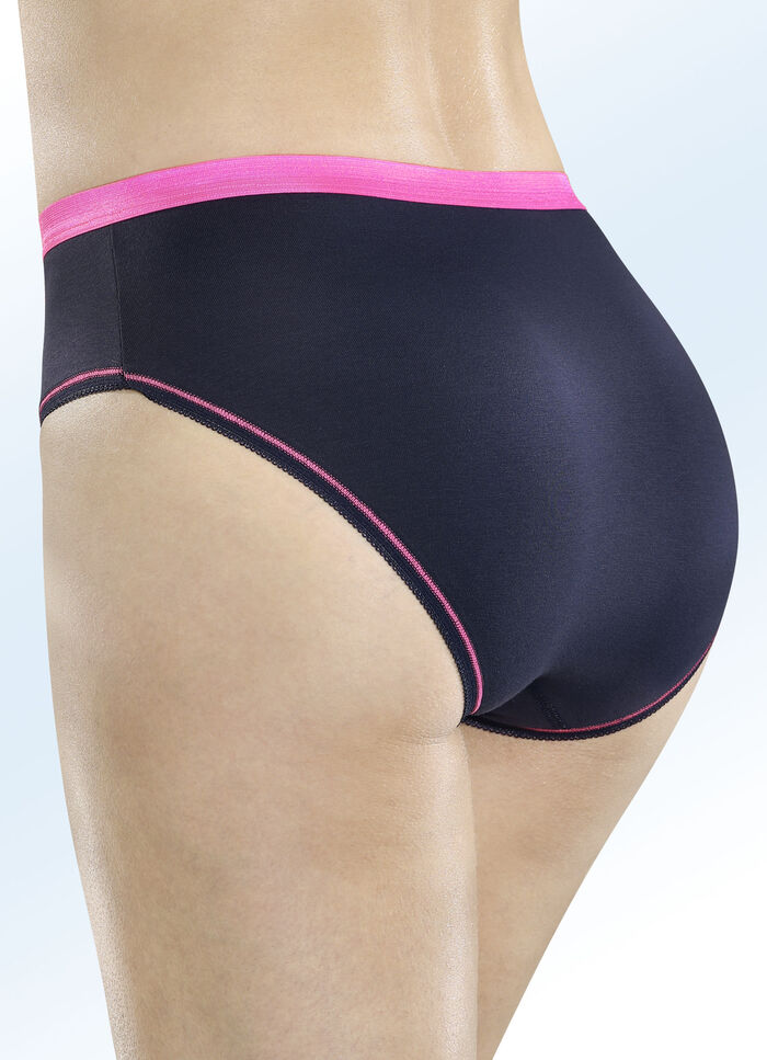 F&uuml;nferpack Slips mit pinkfarbenem Elastikbund 