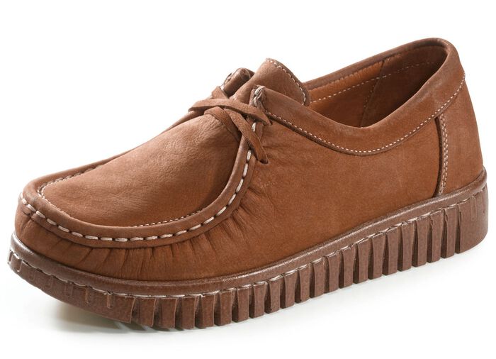 Mokassin-Schn&uuml;rschuh aus Rind-Nubukleder BRAUN