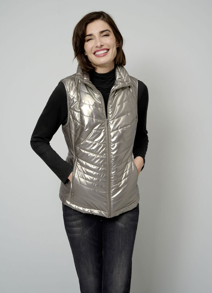 Steppweste in trendgenauer Metallic-Optik 