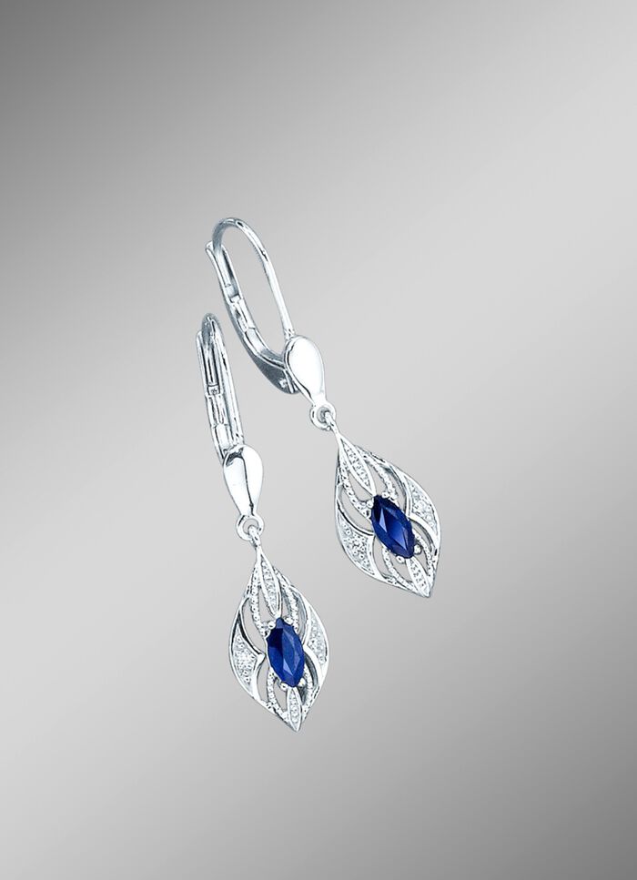 Ohrringe mit Brillanten und echten blauen Safiren 