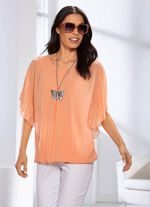 Shirt mit Chiffon-&Uuml;berwurf in 2 Farben 