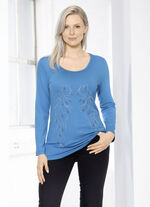 Bezauberndes Shirt mit Plättchenzier in 2 Farben HIMMELBLAU