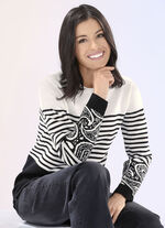 Pullover mit Paisley-Akzenten ECRU-SCHWARZ