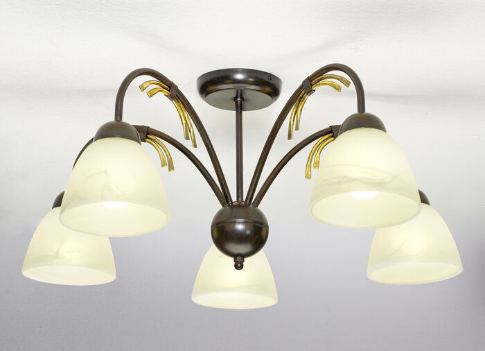 Deckenlampe mit Gestell aus Eisen SCHWARZ-ROST-GOLD