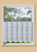 Kurzvorhang mit filigran gesticktem Bl&auml;tterdessin 