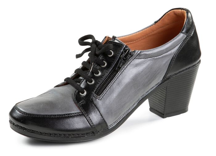 Gemini Schn&uuml;r-Trotteur aus teilweise schattiertem Nappaleder GRAU-SCHWARZ