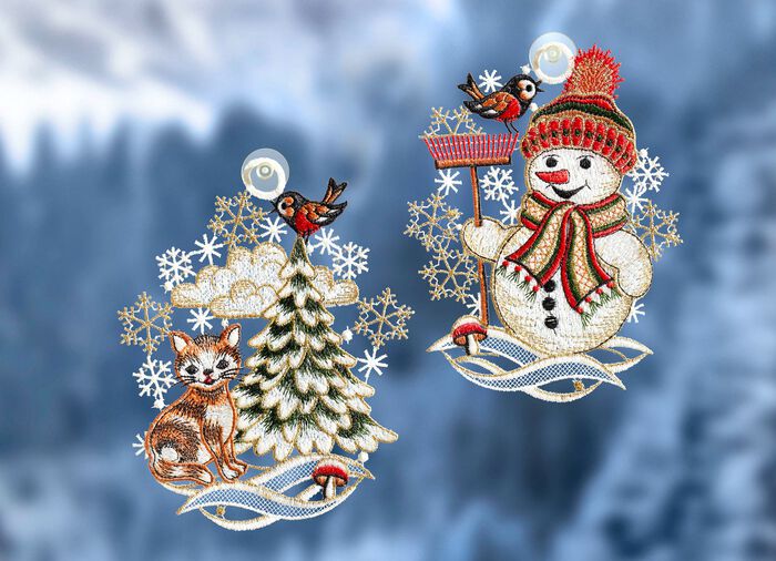 Fensterbild, 2er-Set mit Saughaken 