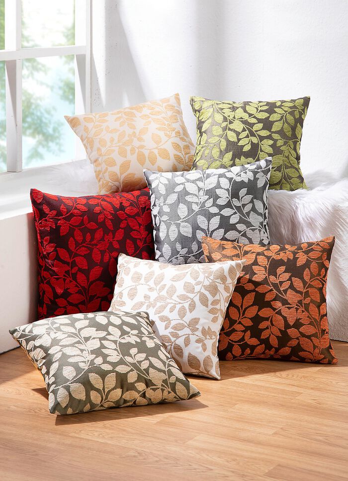 Kissenbezug mit h&uuml;bschem Bl&auml;ttermotiv BORDEAUX-ROT