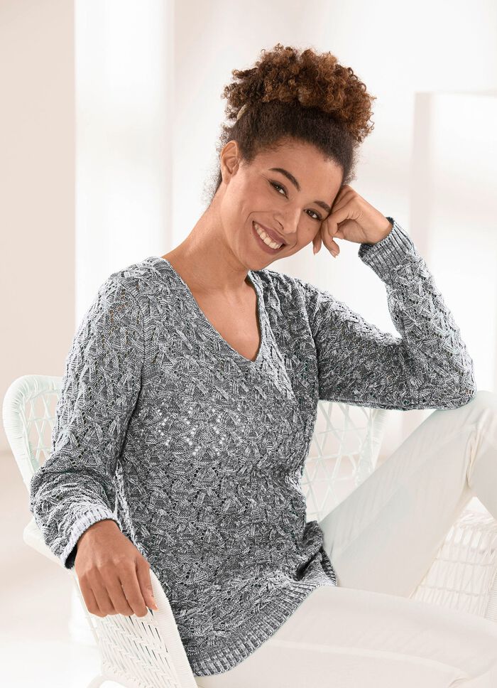 Pullover mit Ajourmuster SCHWARZ-WEISS