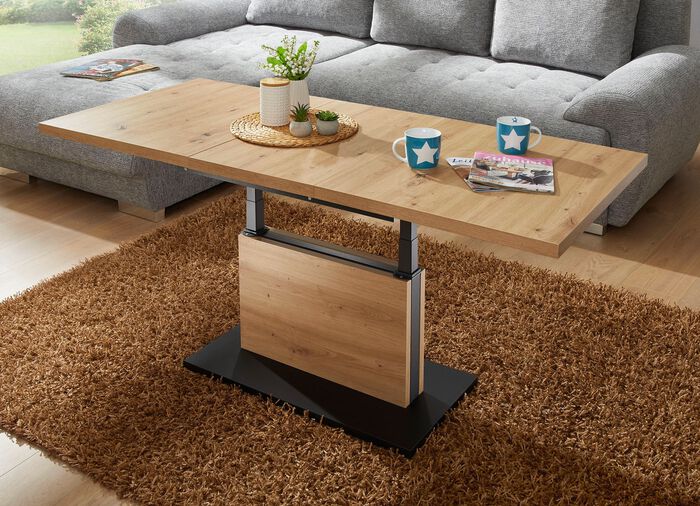 Couchtisch mit raffinierter Liftfunktion ASTEICHE-SCHWARZ