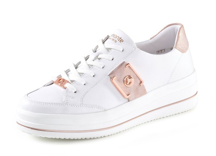 Remonte Sneaker mit Metallic-Bes&auml;tzen WEISS-ROS&Eacute;GOLD