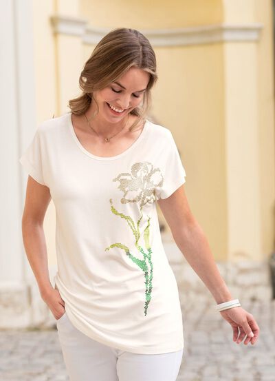Shirt mit floraler Strasszier 