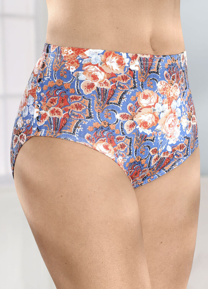 Fünferpack Slips mit buntem Druckdessin 