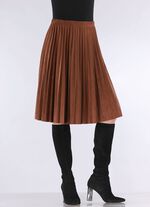 Plissee-Rock in topaktueller Wildleder-Oprik COGNAC