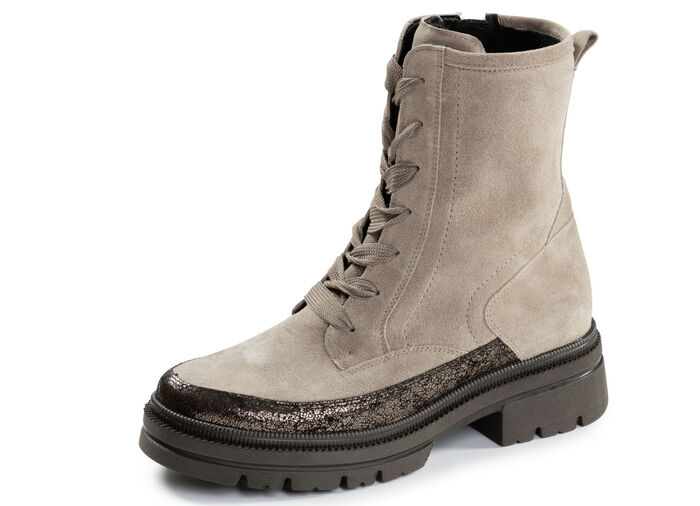 Waldläufer, bequeme Damen-Stiefeletten, Winterschuhe, Weite H, mit herausnehmbarem Fußbett TAUPE